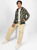 Men's Khaki Green Regular Fit Camouflage Printed Full Sleeve Casual Hooded Sweatshirt