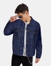 Men's Blue Solid Regular Denim Jacket