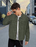 Men's Olive Green Regular Fit Washed Full Sleeve Denim Jacket