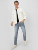 Men's White Regular Fit Washed Full Sleeve Denim Jacket