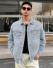 Men's Light Grey Regular Fit Washed Full Sleeve Denim Jacket