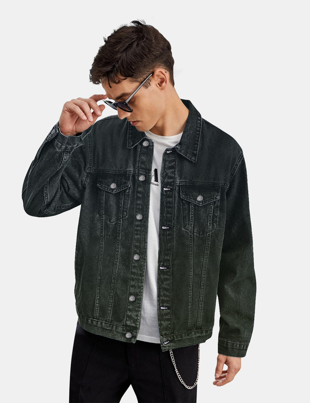 Men's Dark Blue Regular Fit Washed Full Sleeve Denim Jacket