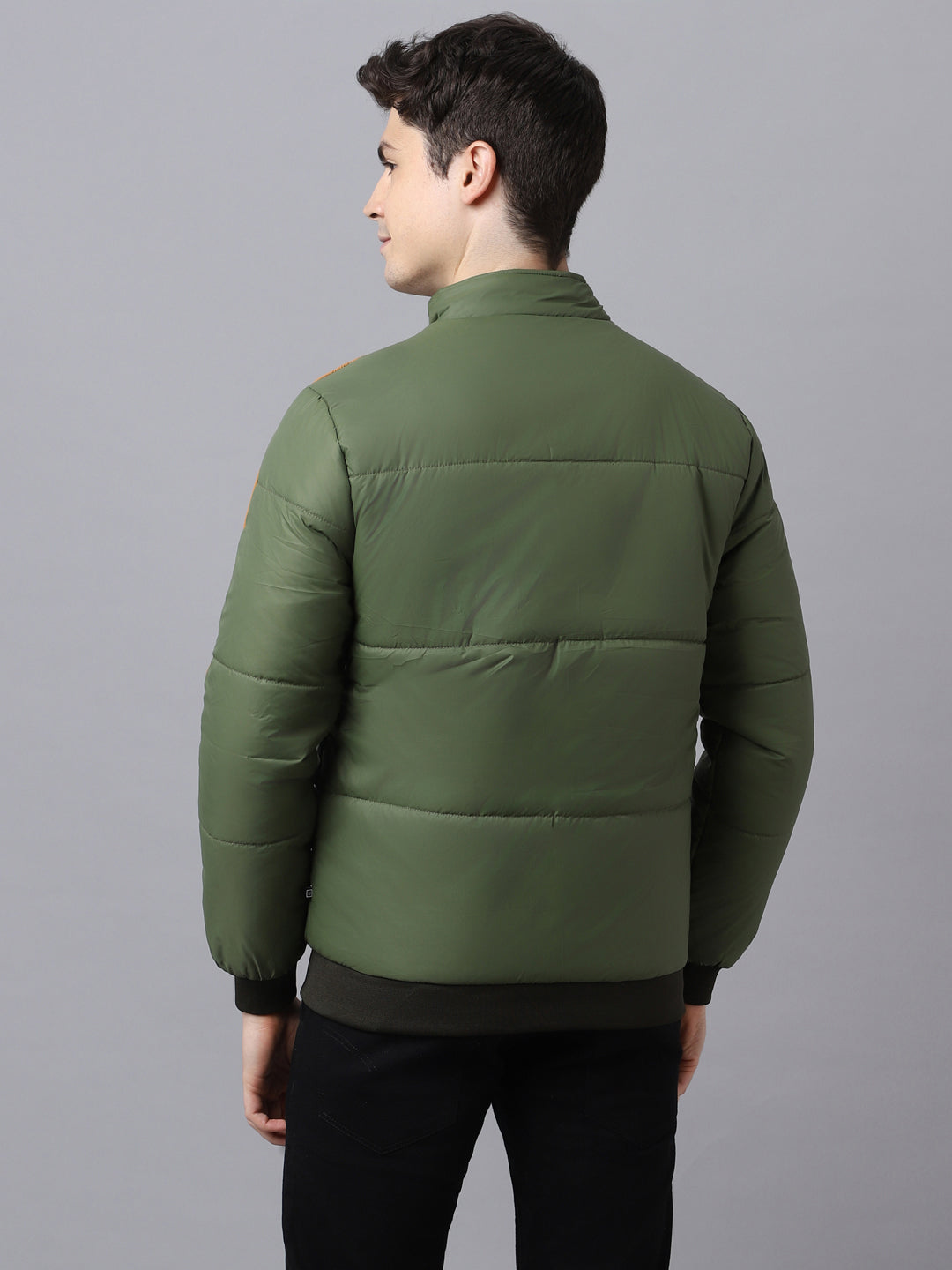 Men's Green Full Sleeve Zippered Puffer Jacket