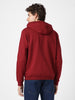 Men's Maroon, Navy Cotton Zippered Hooded Sweatshirt