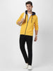 Men's Yellow, Navy Cotton Zippered Hooded Sweatshirt