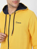 Men's Yellow, Navy Cotton Zippered Hooded Sweatshirt