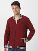 Men's Maroon Cotton Zippered Varsity Sweatshirt