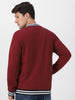 Men's Maroon Cotton Zippered Varsity Sweatshirt