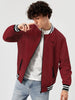 Men's Maroon Cotton Zippered Varsity Sweatshirt