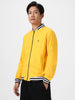 Men's Yellow Cotton Zippered Varsity Sweatshirt