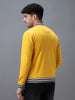 Men's Yellow Cotton Zippered Varsity Sweatshirt