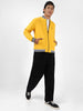 Men's Yellow Cotton Zippered Varsity Sweatshirt