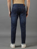 Men's Blue Slim Fit Heavy Washed Jeans Stretch