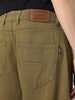 Men's Dark Olive Loose Baggy Fit Washed Jeans Non-Stretchable