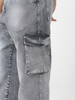 Men's Ice Grey Loose Fit Cargo Jeans With 7 Pockets Non Stretchable