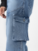 Men's Light Blue Loose Fit Cargo Jeans With 7 Pockets Non Stretchable