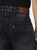 Men's Black Loose Baggy Fit Washed Distressed/Torn Jeans Non-Stretchable