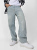 Men's Ice Blue Loose Baggy Fit Washed Jeans Non-Stretchable