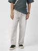 Men's Ice Grey Loose Baggy Fit Washed Jeans Non-Stretchable