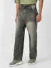 Men's Grey Loose Baggy Fit Washed Jeans Non-Stretchable