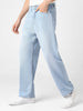 Men's Ice Blue Loose Baggy Fit Washed Jeans Non-Stretchable