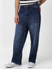 Men's Blue Loose Baggy Fit Washed Jeans Non-Stretchable