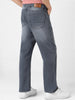 Men's Grey Loose Baggy Fit Washed Jeans Non-Stretchable