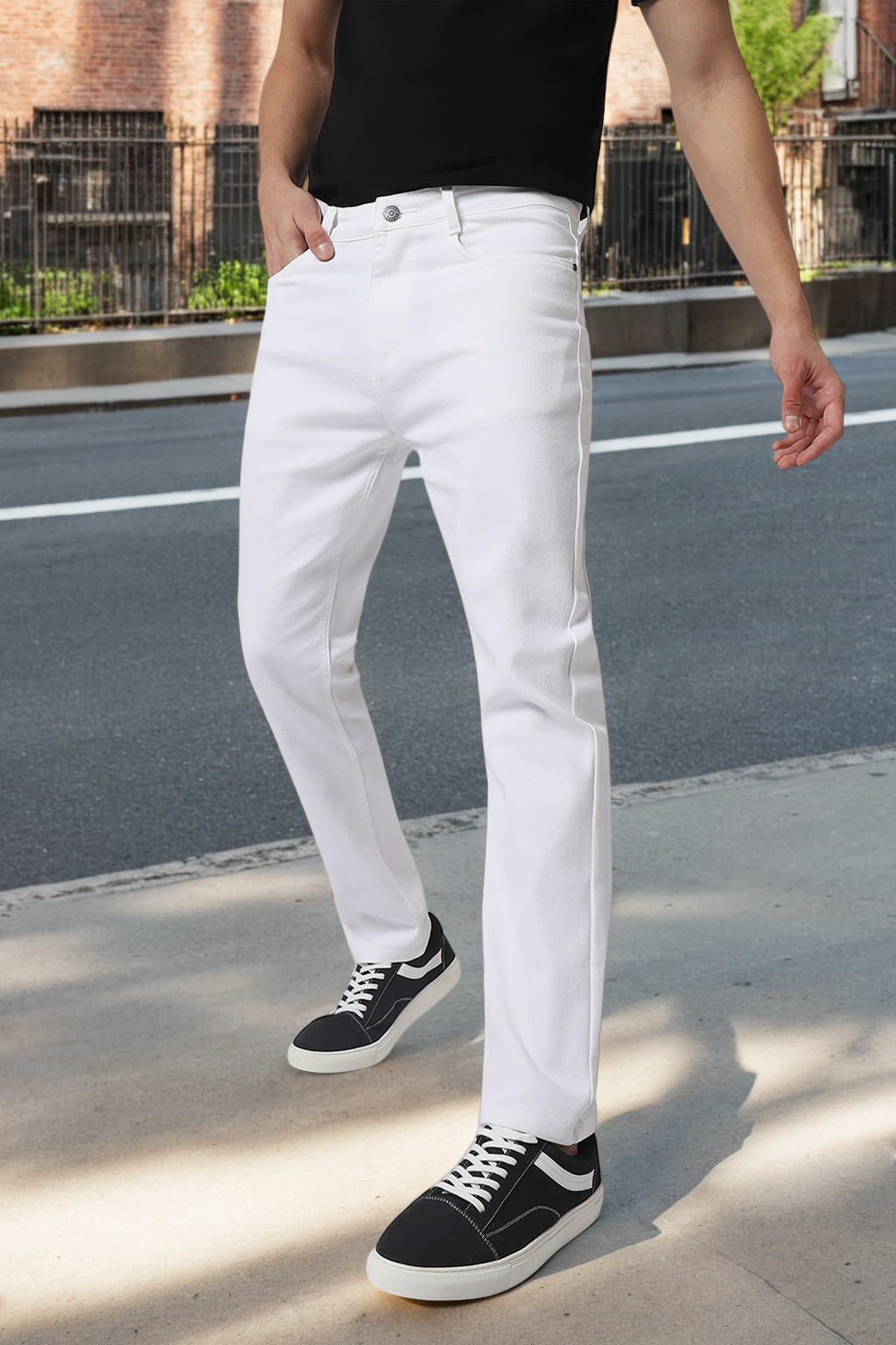 Slim Men White Jeans Stretch