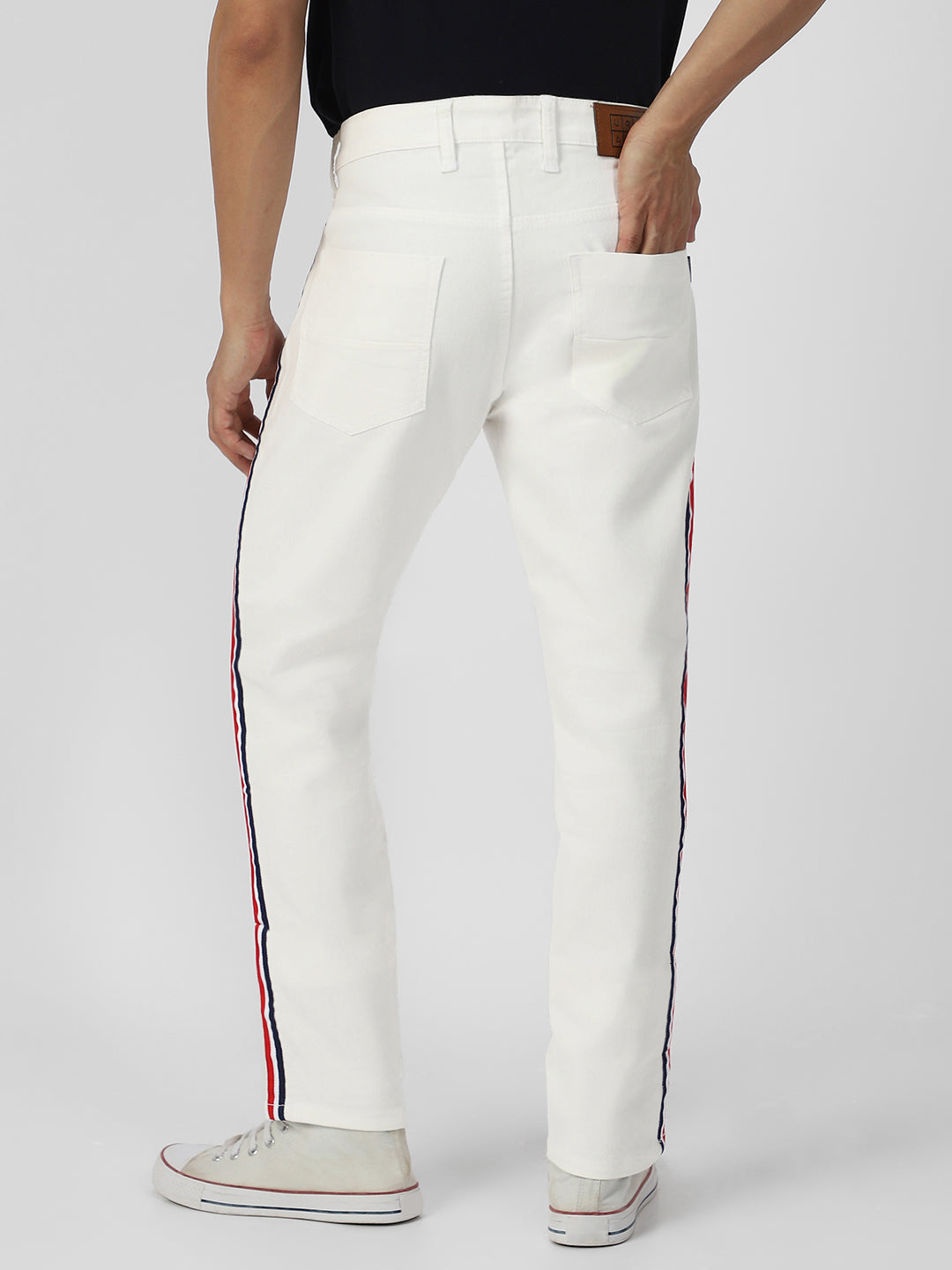 Men's White Slim Fit Stretchable Jeans