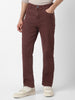 Men's Brown Straight Fit Washed Jeans Stretchable