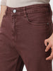 Men's Brown Straight Fit Washed Jeans Stretchable