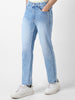 Men's Ice Blue Straight Fit Washed Jeans Stretchable