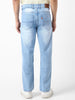 Men's Ice Blue Straight Fit Washed Jeans Stretchable