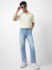 Men's Ice Blue Straight Fit Washed Jeans Stretchable