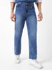 Men's Blue Straight Fit Washed Jeans Stretchable