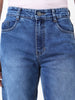 Men's Blue Straight Fit Washed Jeans Stretchable