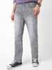 Men's Grey Straight Fit Washed Jeans Stretchable