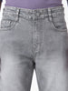 Men's Grey Straight Fit Washed Jeans Stretchable