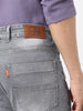 Men's Grey Straight Fit Washed Jeans Stretchable