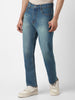 Men's Light Blue Straight Fit Washed Jeans Stretchable