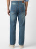 Men's Light Blue Straight Fit Washed Jeans Stretchable