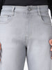 Men's Light Grey Straight Fit Washed Jeans Stretchable