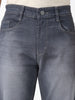 Men's Grey Straight Fit Washed Jeans Stretchable