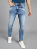 Men's Blue Slim Fit Heavy Washed Jeans Stretchable