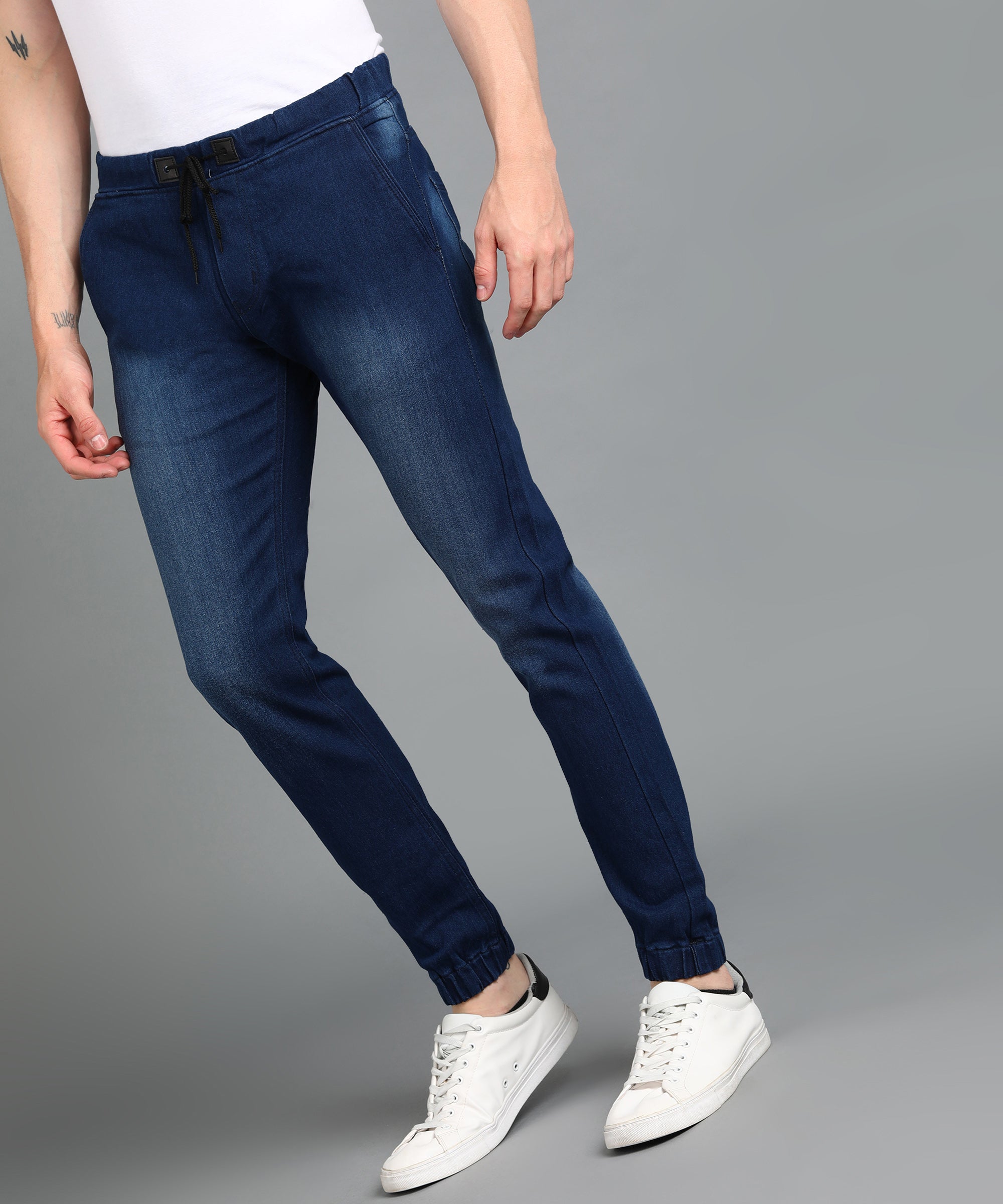 Men's Blue Slim Fit Stretch Jogger Jeans