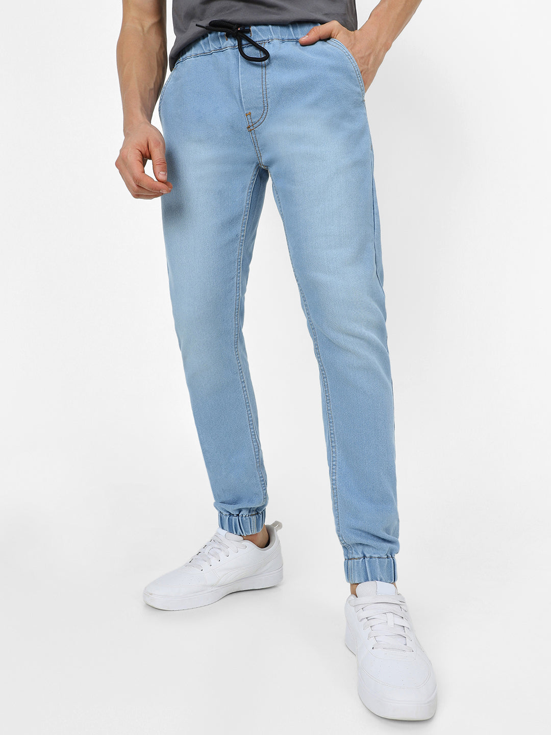 Men's Light Blue Slim Fit Stretch Jogger Jeans