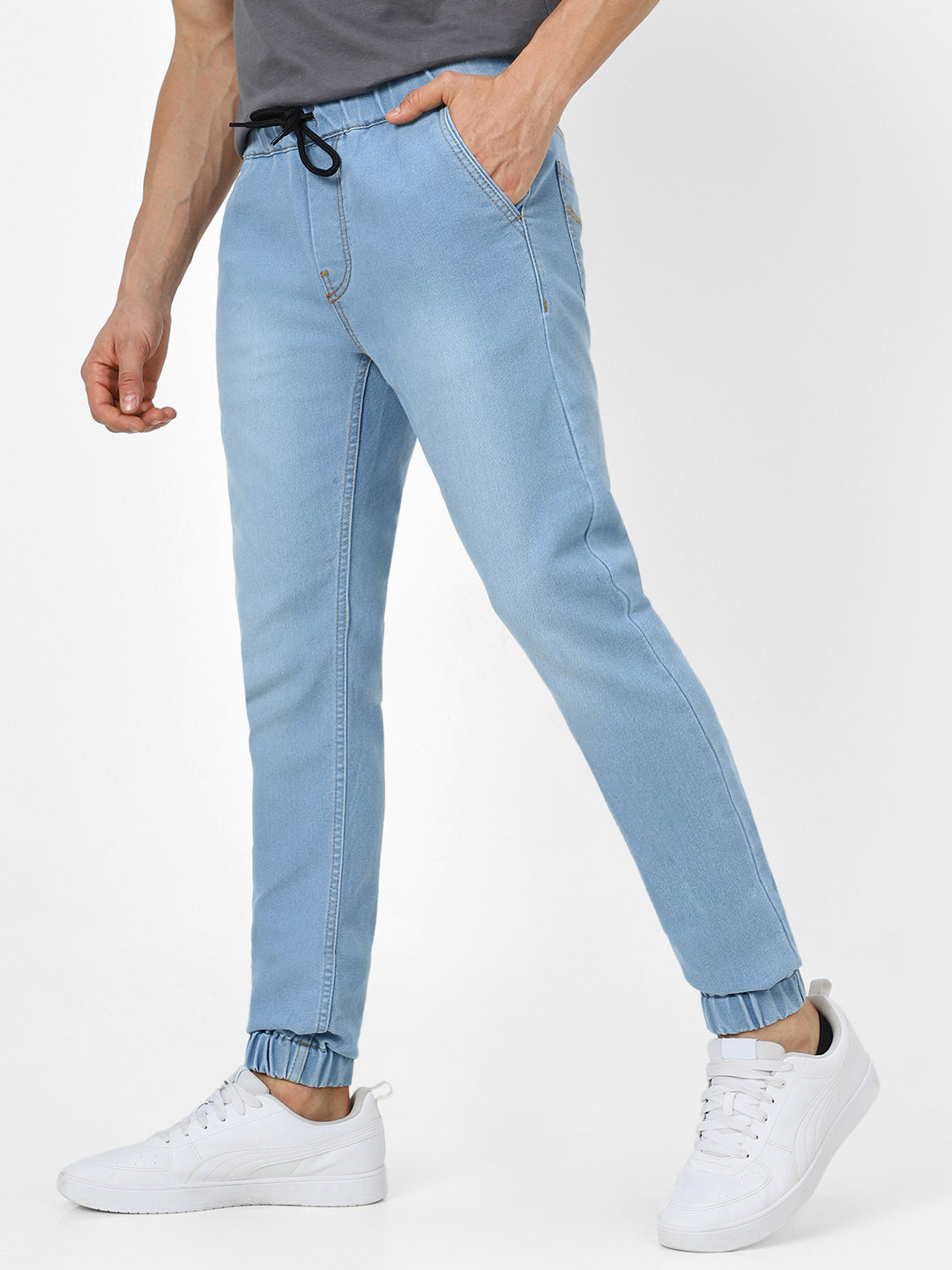 Men's Light Blue Slim Fit Stretch Jogger Jeans