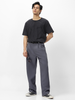 Men's Medium Grey Loose Baggy Fit Solid Korean Trousers Stretchable