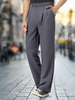 Men's Medium Grey Loose Baggy Fit Solid Korean Trousers Stretchable