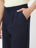 Men's Navy Loose Baggy Fit Solid Korean Trousers Stretchable